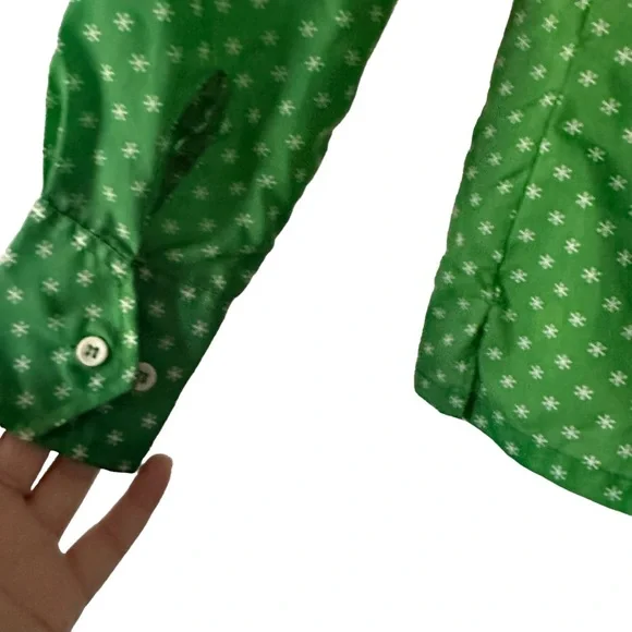 Vintage 1970’s Groovy Flower Print Button Down Top Green Size Small - Picture 9 of 11